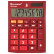 Калькулятор 08 разр, BBRAUBERG ULTRA-08-WR, КОМПАКТНЫЙ (154x115 мм), 8 разрядов, двойное питание, БОРДОВЫЙ