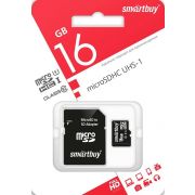 КАРТА ПАМЯТИ SMARTBUY  microSDHC 16GB CLASS10+АДSD