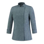 Куртка поварская женская на кнопках, длинный рукав, ассиметричная застежка, воротник-стойка, 65% полиэстер, 35% хлопок, серая, размер M (46-48)