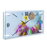 1939-008 (10) Часы «Время десертов»  прямоугольник «21 Bek»ДВП, стекло, пластмасса, металл 19х39х4см