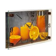 1939-009 (10) Часы «Апельсиновый сок»  прямоугольник «21 Bek»ДВП, стекло, пластм, металл 19х39х4см