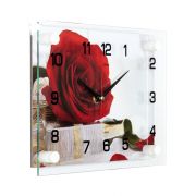 2026-1082 (10) Часы «Роза с подарком» прямоугольник «21 Век»ДВП, стекло, пластм, металл 20х26х4,5см