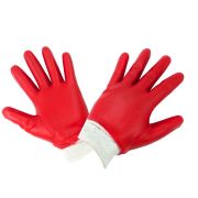 Полиэстеровые обливные перчатки с полным нитриловым покрытием красные Арт С-48 1/12/480