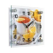 2026-124 (10) Часы настенные «Чай с лимоном»  ДВП, стекло, пластмасса, металл 20х26х4,5см