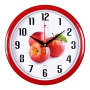 2222-106 (10) Часы настенные круг d=22см, корпус красный «Яблочки» «Рубин»