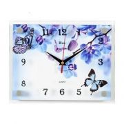 2026-1120 (10) Часы настенные «Фиолетовые Орхидеи и бабочки» 20х26см