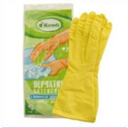 Латексные перчатки хозяйственные с х/б напылением M желтые Komfi 1/10/120/ Арт DGL025P