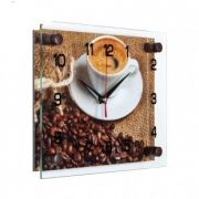 2026-1080 (10) Часы «Кофе» прямоугольник «21 Век»ДВП, стекло, пластмасса, металл 20х26х4,5см