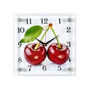 2525-1074 (10) Часы настенные «Вишня с листом» 25х25х4,5см