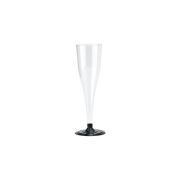 00000000677Фужер кристалл пластик 180мл (6шт) прозрачный для шампанского с черной ножкой PS  1/94уп