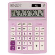 Калькулятор 12 разр, BRAUBERG EXTRA PASTEL-12-PR (206x155 мм), двойное питание, СИРЕНЕВЫЙ, 250489