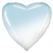 Сердце 46 см. Бело-голубой, градиент