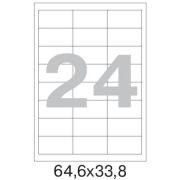 Бумага самоклеющаяся А4 OF-SET  бел. этикетка 64,6*33,8мм, 24 этикетки на листе, 100л.в упаковке  LR6434