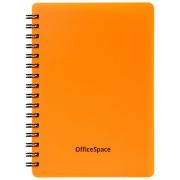 Записная книжка А6 60л. на гребне OfficeSpace «Neon», оранжевая пластиковая обложка Зк6к60грП_35417