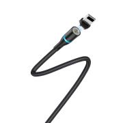 USB кабель шт.USB (A) - шт.Lightning 1,2м, 2,4А магнитный, тканевый, черный BU16 «BoroFone»