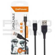 USB кабель шт.USB (A) - шт.Type-C 1м, 2,4A, чёрный GP01T «GoPower»