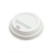 Крышка пластиковая с питейником для стакана бумажного д90 белая К(100шт/уп)(2000шт/кор)