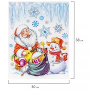 Украшение для окон и стекла ЗОЛОТАЯ СКАЗКА «Дед Мороз и снеговик», 30х38 см, ПВХ, 591185
