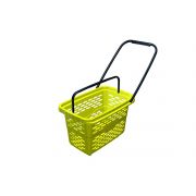 Корзина покупательская пластиковая SHOLS на 4-х колесах, 40 литров, цвет-желтый