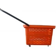 Корзина покупательская пластиковая SHOLS на 4-х колесах, 40 литров, цвет оранжевый