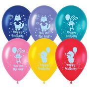 Воздушные шары,  25шт., М12/30см, MESHU «Happy birthday», пастель, ассорти