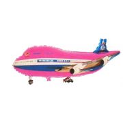 Шар  фигура самолет   розовый 70 см 07722