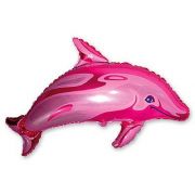 Шар фигура Дельфин   розовый 70 см 07727