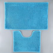 Набор ковриков для ванной и туалета 40см*50см, 50см*80см Букли синий (2шт)