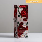 Пакет ламинированный под бутылку Flowers, 13 x 36 x 10 см