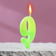 Свеча для торта цифра «Люминесцентная», 7.8 см, цифра «9»