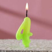 Свеча для торта цифра «Люминесцентная», 7.8 см, цифра «4»