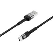USB кабель шт.USB (A) - шт.Type-C «Borofone» BX34 3A, 1м, нейлон, черный