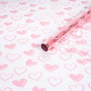 А Пленка прозрачная с рисунком «Сердечки №1» Нежно-розовый 70см 200гр