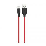 USB кабель шт.USB (A) - шт.Type-C «Hoco» X21 Plus (особо прочный, красный) 3A, 1м