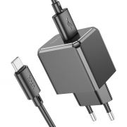 Адаптер постоянного тока Hoco CS11A, 1гн.USB 5В,2,1А + кабель Type-C 1м, чёрный