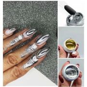 Металлическая гель-краска для дизайна ногтей с зеркальным эффектом metal 5 мл Silver