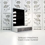 Зеркало гримёрное «Скат-2 Luxe» 600х740х320 Белый шелк+Цемент (8 ламп)