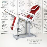 Кресло педикюрное на гидравлике «Gambezon» красно-белый