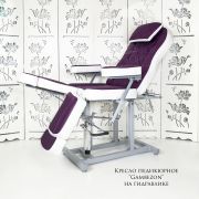 Кресло педикюрное на гидравлике «Gambezon» фиолетово-белый