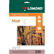 Фотобумага А4 для стр. принтеров Lomond, 220г/м2 (50л) матовая двусторонняя