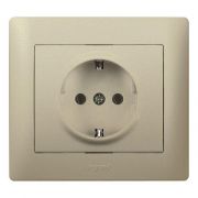 Розетка 1-м СП Galea Life 16А IP20 2P+E защ. шторки немецк. стандарт с лицев. панелью титан Leg 771463