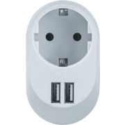 Адаптер 1-м 61 454 NAD-USB01-1E-C-WH + 2хUSB 3.4А с заземл. Navigator 61454