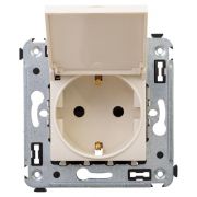 Розетка 1-м СП 2мод. Avanti «Ванильная дымка» 16А IP41 2P+E защ. шторки с крышкой беж. DKC 4405013