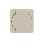 Розетка 1-м ОП Viola с заземл. с крышкой крем. LEZARD 751-0300-123