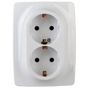 Розетка 2-м СП Эра12 12-2108-01 16А IP20 250В 2х2P+E Schuko защ. шторки бел. Эра Б0036442