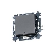 Выключатель 1-кл. СП Levit IP20 с подсветкой сталь/дым. черн. ABB 2CHH590146A6069