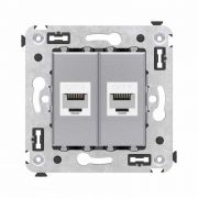 Розетка компьютерная 2-м СП Avanti «Закаленная сталь» RJ45 кат.6 без шторок механизм DKC 4404694