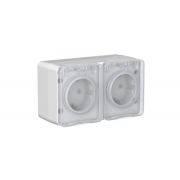 Розетка двойная ОП AtlasDesign PROFI IP54 заземл. защ. шторки 16А сер. SE ATN543026