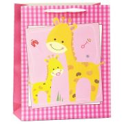 Пакет подарочный Милые жирафики, Розовый