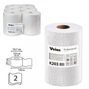 Полотенца бумаж. VIERO  (Система H1), 2-х сл., белые, рулонные 150м (6шт)